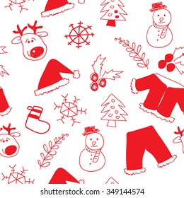 Hand drawn Christmas seamless pattern