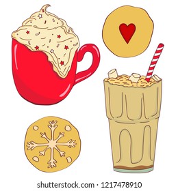 Hand drawn christmas set. Set of Christmas and New Year elements. Vector illustration.