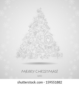 Hand Drawn Christmas Set. Christmas And New Year Symbols. Vector Illustration. Eps 10