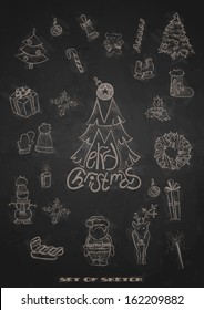 Hand Drawn Christmas Set. Christmas And New Year Symbols. Vector Illustration. Eps 10