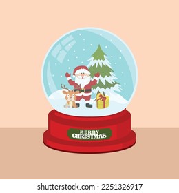 Hand drawn christmas snowball globe