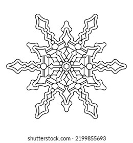 Hand drawn Christmas snowflakes. Coloring book page for adult . Monochrome vector illustration