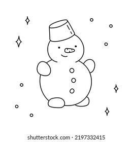 Hand drawn christmas snowman isolated on white background. New Year vector sketch, doodle icon or holiday illustration.