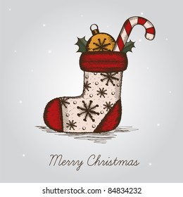 hand drawn christmas sock