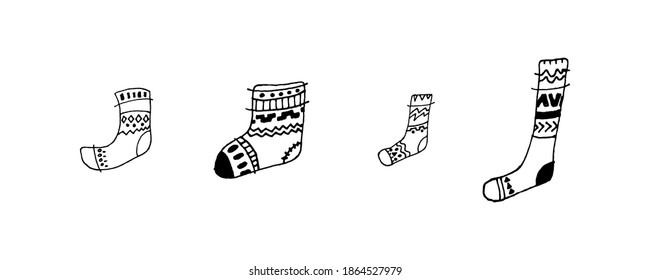Hand drawn  Christmas sock doodle pack