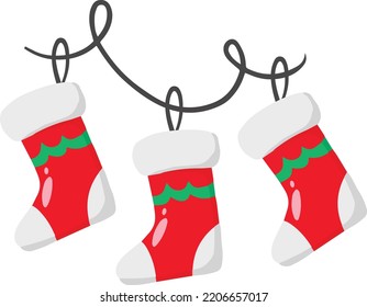 Hand Drawn christmas socks illustration isolated on background