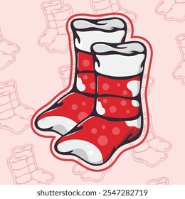 Hand drawn Christmas socks ornament element designs