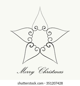 Hand drawn Christmas star for adult anti stress Coloring Page. Isolated on white background. Vector monochrome sketch. Eps 8.