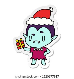 hand drawn christmas sticker cartoon of kawaii vampire