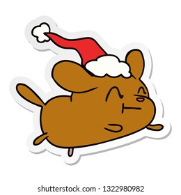 hand drawn christmas sticker cartoon of kawaii dog