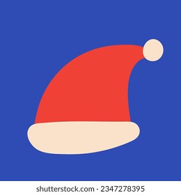 Hand drawn Christmas symbol element illustration. Santa hat vector icon. Holiday card, poster