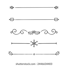 Hand drawn christmas text dividers