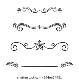 Hand drawn christmas text dividers