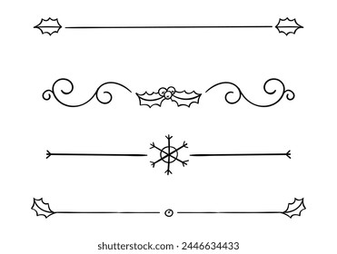 Hand drawn christmas text dividers