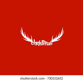 Hand drawn christmas text on red background, lucky, celebration, santa clause, gifts, vector illustration