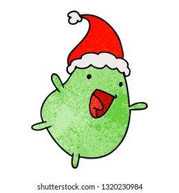 hand drawn christmas textured cartoon of kawaii bean