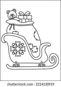 hand drawn Christmas themed coloring page for kids