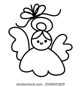 Anjo de brinquedo desenhado à mão. Ilustração de vetor de rabiscar