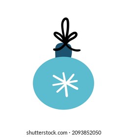 Hand drawn Christmas toy ball. Symbol of Happy New Year, Xmas holiday celebration, winter.