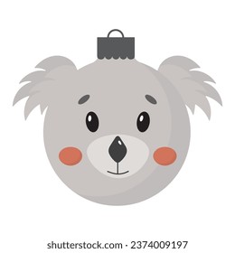 Handgezeichnetes Weihnachtsspielzeug in Form von Koala. Cute lustiges Weihnachtsspielzeug für Tannenbaum. Tierspielzeug zu Weihnachten und Neujahr Dekoration.