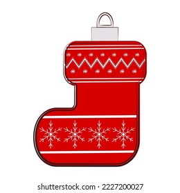 Hand drawn Christmas toys in red color. Holiday christmas toy schue for fir tree.