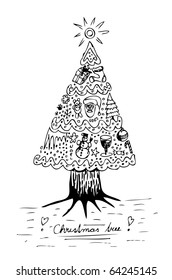 hand drawn christmas tree