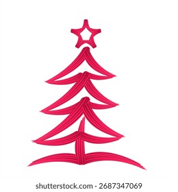 Árvore de Natal desenhada à mão com traços de pincel texturizados abstratos. Ilustração vetorial para cartões comemorativos, impressões de inverno, capa, calendário, etiquetas de presente e mídias sociais