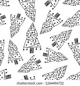 Hand drawn Christmas tree background.