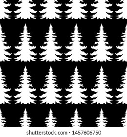 Hand drawn Christmas tree background. seamless pattern for New Year. firtree