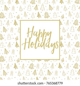 Hand drawn Christmas tree background with message