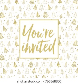 Hand drawn Christmas tree background with message