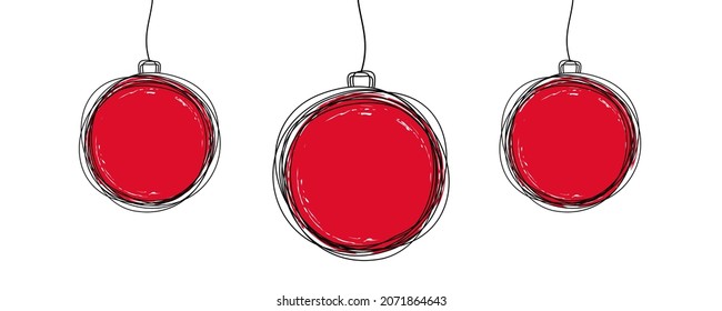 Hand gezeichnete Weihnachtsbaumbälle einzeln auf weißem Hintergrund