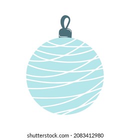 Hand drawn christmas tree ball isolated on a white background. Doodle, illustration in a simple flat style. It can be used for decoration of textile, paper and other surfaces.
