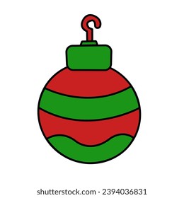 Balas de árbol de navidad dibujadas a mano con elementos de doodle. Aislado sobre un fondo blanco.