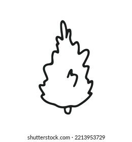 Hand drawn Christmas tree black line icon element design. Xmas decoration, holiday gifts, decor element. Sketch, silhouette, outline doddle style. Great for invitation card, coloring book, print.