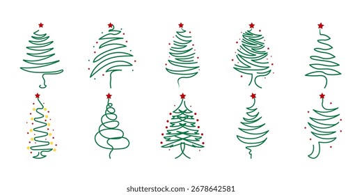 Pacote de árvore de Natal desenhado à mão