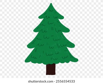 Árvore de Natal desenhada à mão em estilo de giz com linhas infantis em fundo transparente, perfeito para projetos festivos. vetor
