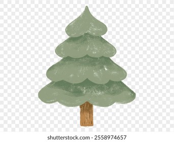 Árvore de Natal desenhada à mão em estilo de giz com linhas infantis em fundo transparente, perfeito para projetos festivos. vetor