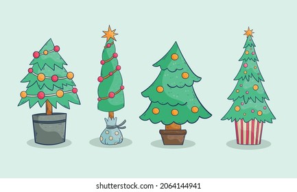 Handgezeichnete Weihnachtsbaumsammlung