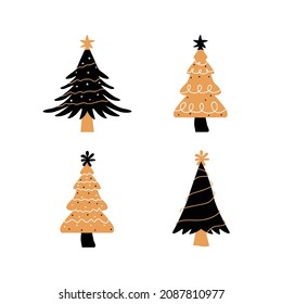 Hand drawn christmas tree collection design