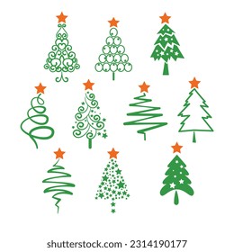 Hand drawn christmas tree collection vector