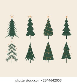 hand drawn christmas tree collection