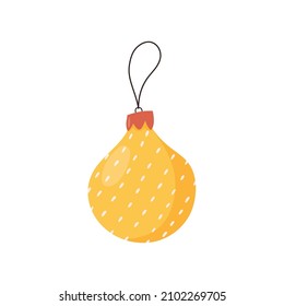 Hand drawn Christmas tree decoration - flat vector illustration isolated on white background. Vintage ornament for winter holidays celebration.