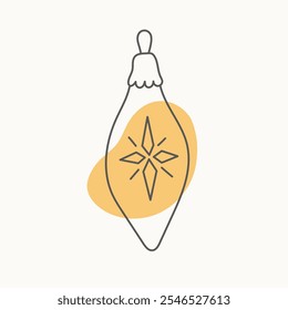 Hand drawn Christmas tree decoration. Doodle vector illustration for winter greeting cards, posters, stickers and seasonal design.