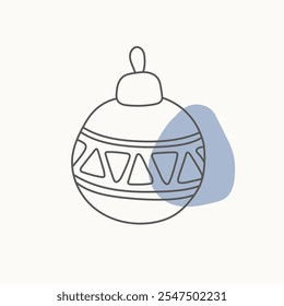 Decoração de árvore de Natal desenhada à mão. Doodle ilustração vetorial para cartões de saudação de inverno, cartazes, adesivos e design sazonal.