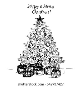 Christmas Tree Drawing Images Stock Photos Vectors