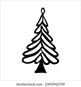 Hand drawn Christmas tree icon