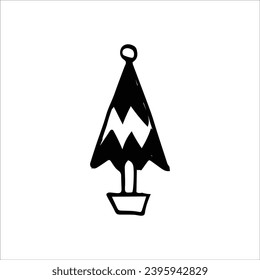 Icono de árbol de Navidad dibujado por mano
