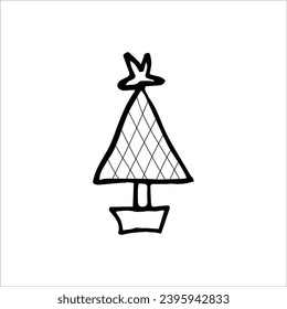 Hand drawn Christmas tree icon