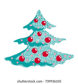 Hand drawn Christmas tree icon isolated on white background. Vector illustration.